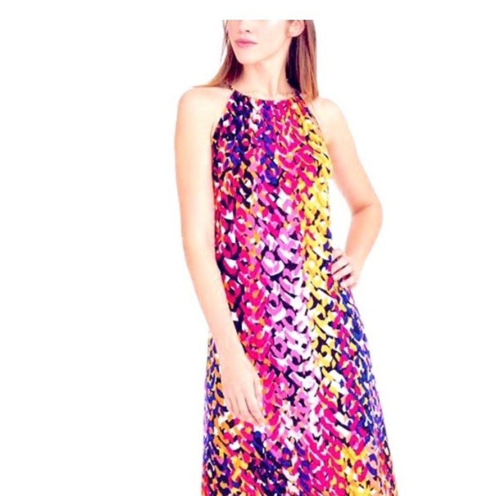 Trina Turk Juju Halter Dress Womens Small Multicolor Abstract Print Shift Resort